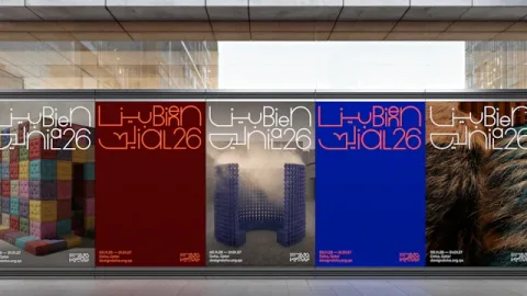 صورة من pentagram.com عن هوية Design Doha Biennial 2026